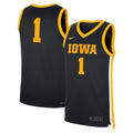 #1 Iowa Hawkeyes Road Replica Jersey - Black product image 1, provided for visual reference and product detail review