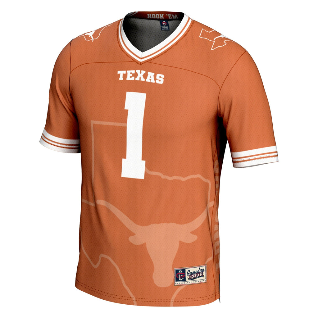 #1 Texas Longhorns Icon Print Football Fashion Jersey - Texas Orange product image 3, provided for visual reference and
