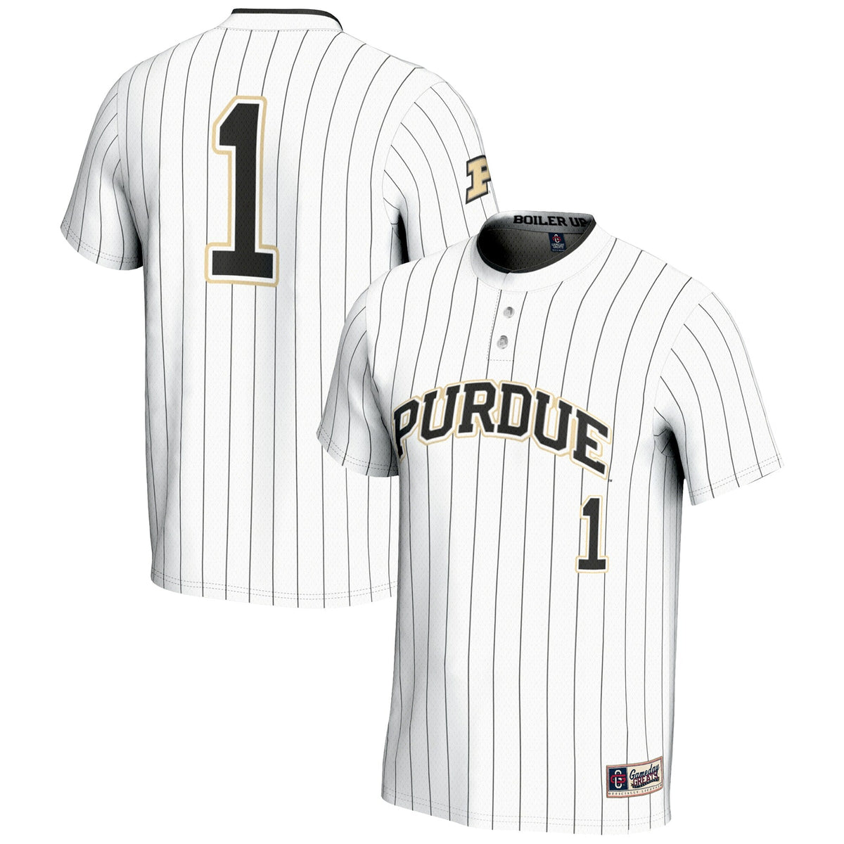 #1 Purdue Boilermakers Lightweight Softball Jersey - White product image 1, provided for visual reference and product detail