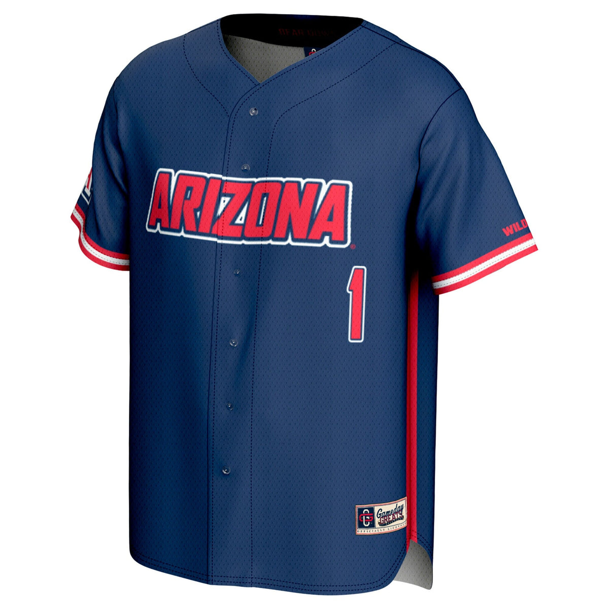 #1 Arizona Wildcats Lightweight Baseball Fashion Jersey - Navy product image 3, provided for visual reference and product