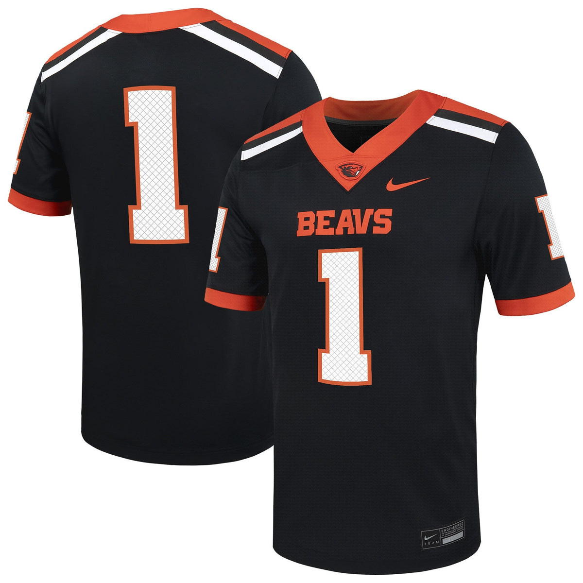 #1 Oregon State Beavers Untouchable Football Jersey – Black product image 1, provided for visual reference and product