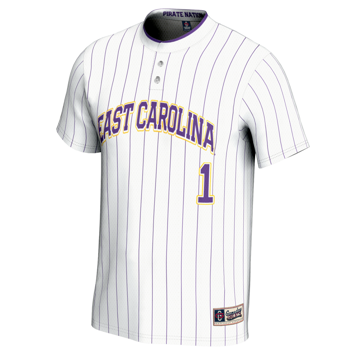 #1 ECU Pirates Lightweight Softball Jersey - White product image 3, provided for visual reference and product detail review