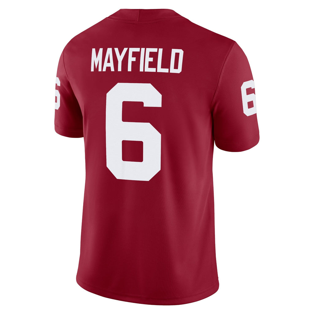 Baker Mayfield Crimson Oklahoma Sooners Alumni Player Game Jersey product image 4, provided for visual reference and product