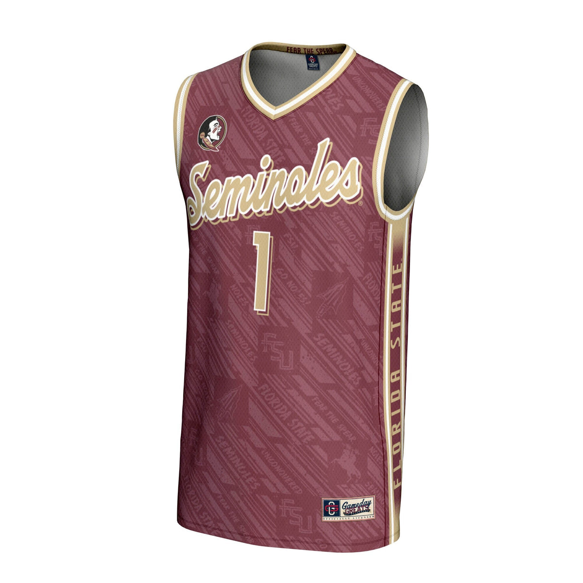#1 Florida State Seminoles Lightweight Highlight Print Basketball Jersey - Garnet product image 3, provided for visual