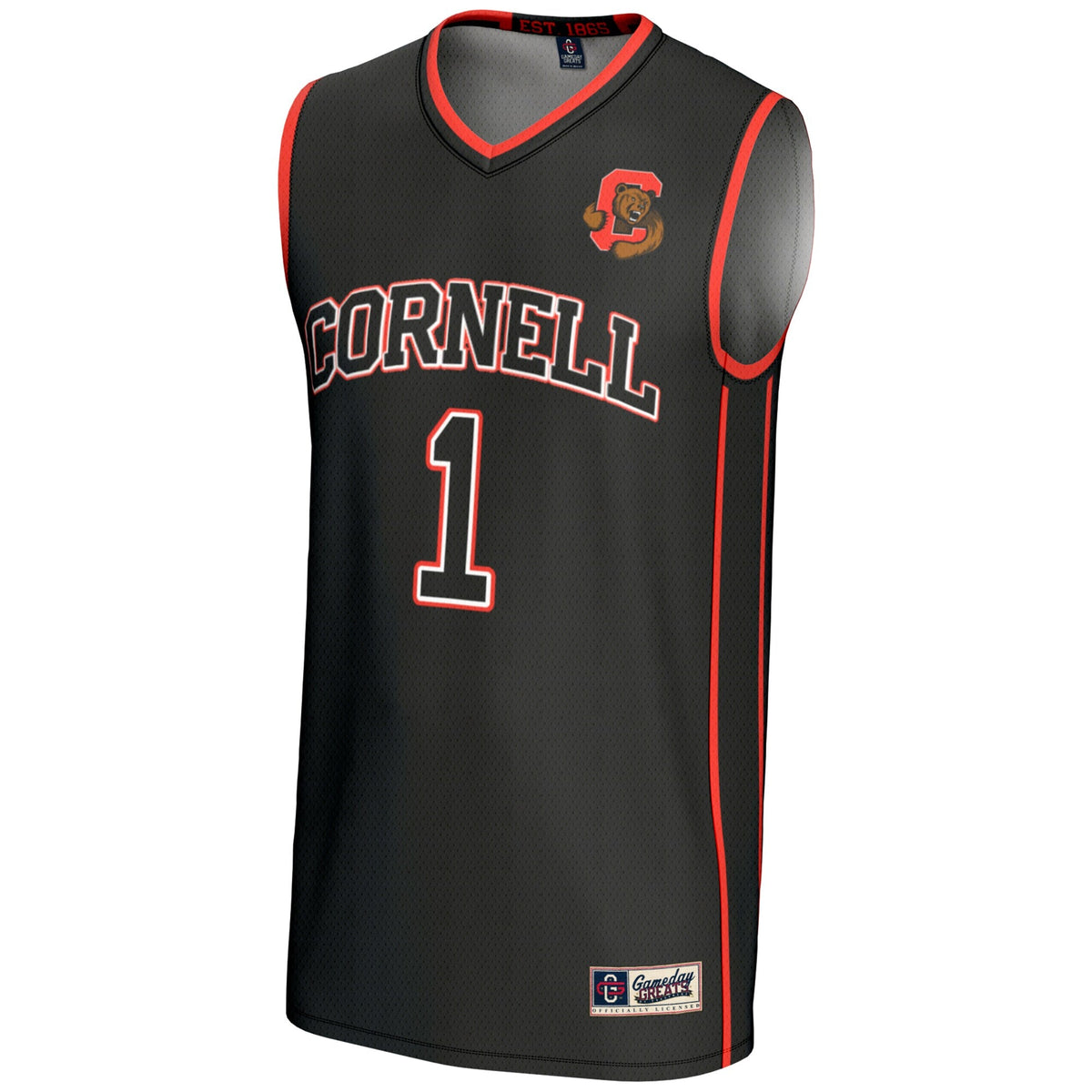 #1 Cornell Big Red Lightweight Basketball Jersey - Black product image 3, provided for visual reference and product detail