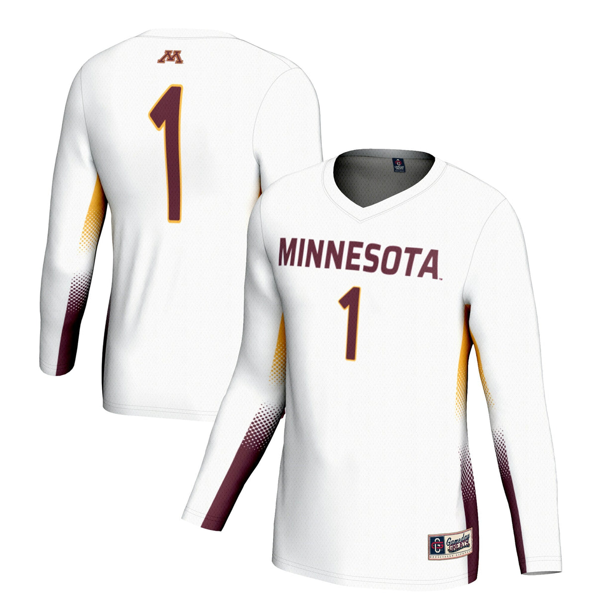 #1 Minnesota Golden Gophers Lightweight Volleyball Jersey - White product image 1, provided for visual reference and product