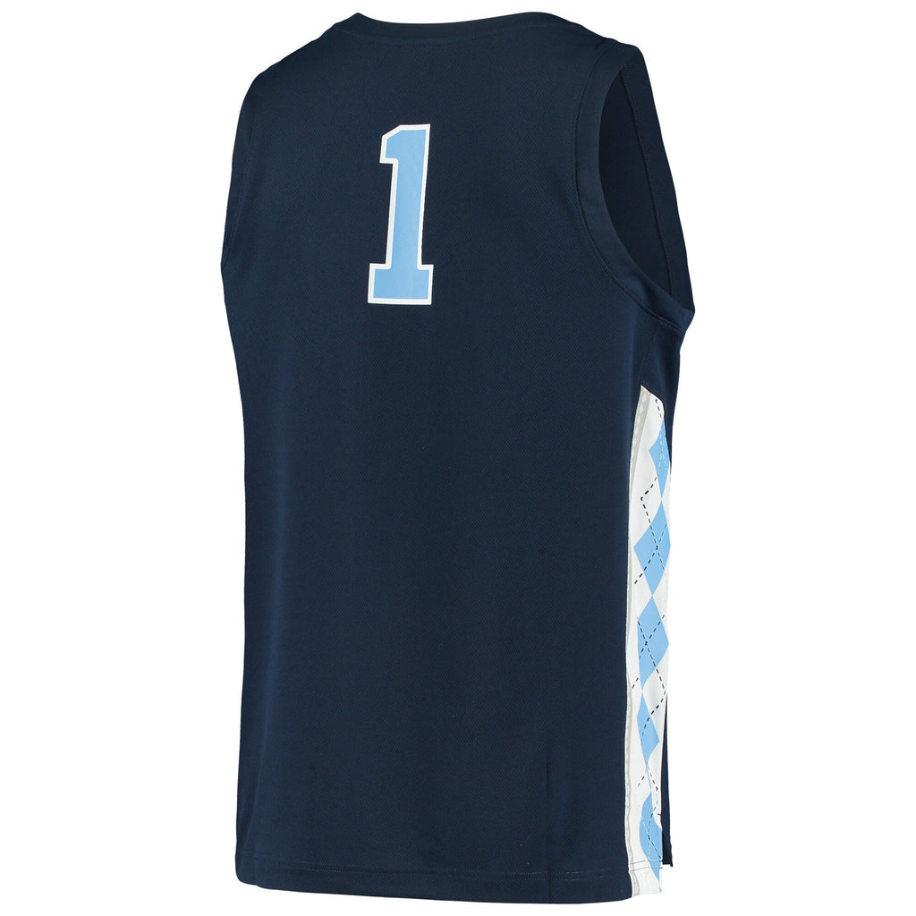 #1 North Carolina Tar Heels Replica Basketball Jersey - Navy product image 4, provided for visual reference and product