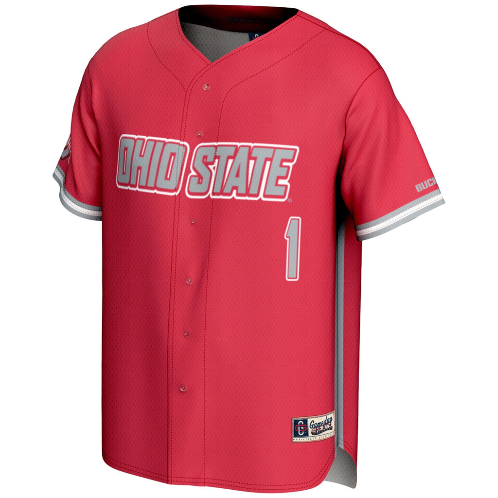 #1 Ohio State Buckeyes Lightweight Baseball Jersey - Scarlet product image 3, provided for visual reference and product