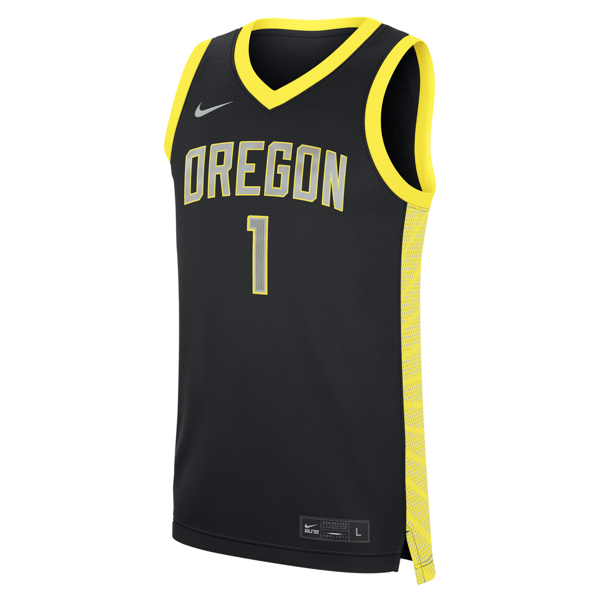 Black Oregon Ducks #1 Alternate Replica Basketball Jersey product image 3, provided for visual reference and product detail