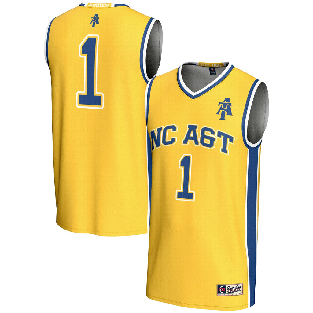 #1 North Carolina A&T Aggies Lightweight Basketball Jersey - Gold product image 2, provided for visual reference and product