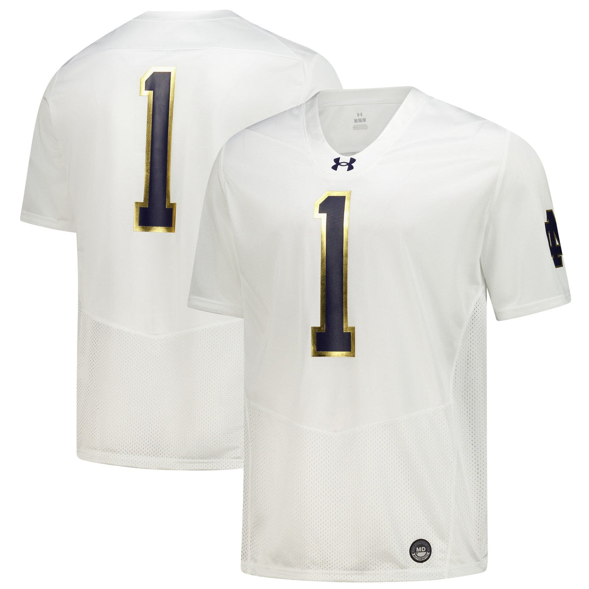 Notre Dame Fighting Irish #1 Replica Football Jersey - White product image 2, provided for visual reference and product