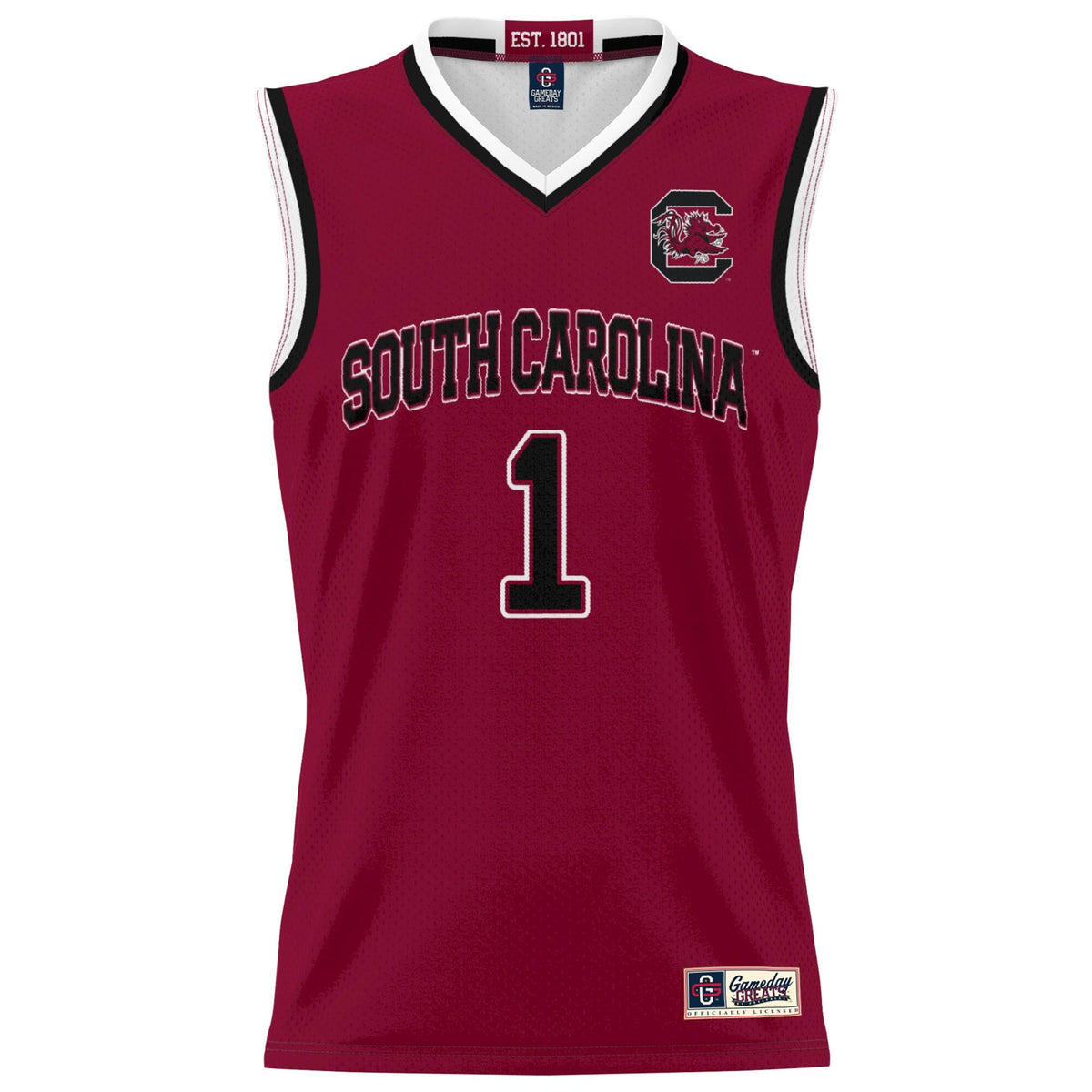#1 South Carolina Gamecocks Lightweight Basketball Fashion Jersey - Garnet product image 3, provided for visual reference