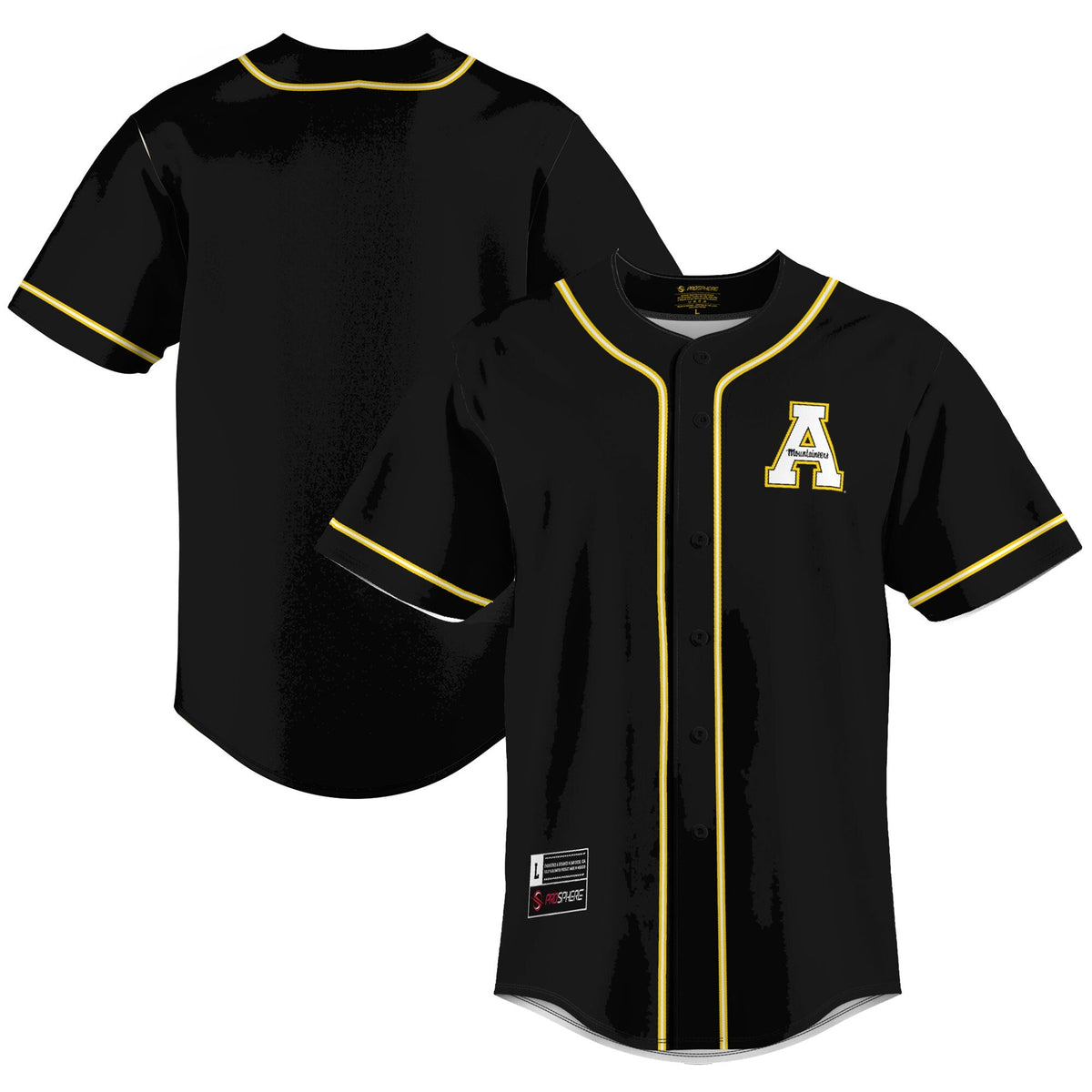 Appalachian State Mountaineers Lightweight Baseball Jersey - Gold product image 1, provided for visual reference and product