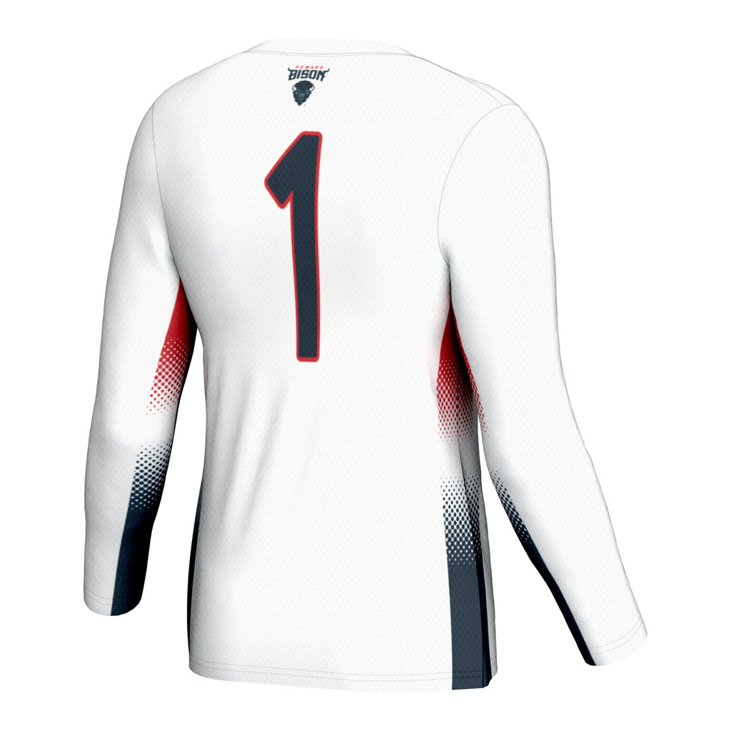 #1 Howard Bison Lightweight Volleyball Jersey - White product image 4, provided for visual reference and product detail
