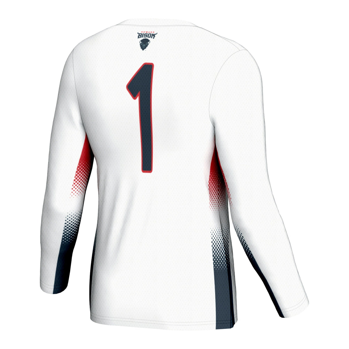 #1 Howard Bison Lightweight Volleyball Jersey - White product image 4, provided for visual reference and product detail
