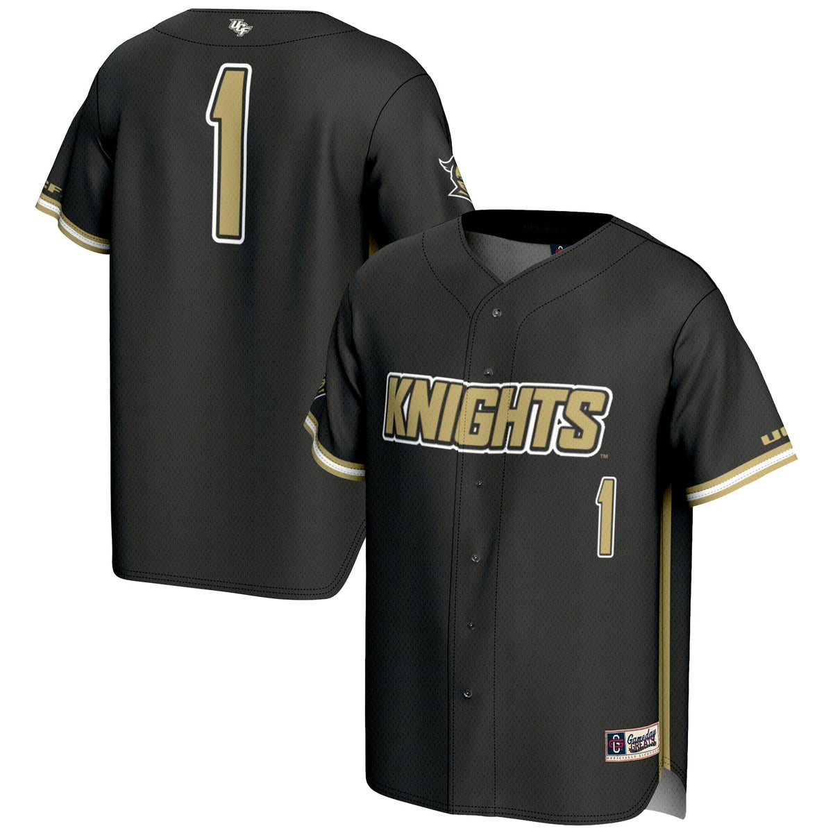 #1 UCF Knights Lightweight Baseball Jersey - Black product image 2, provided for visual reference and product detail review