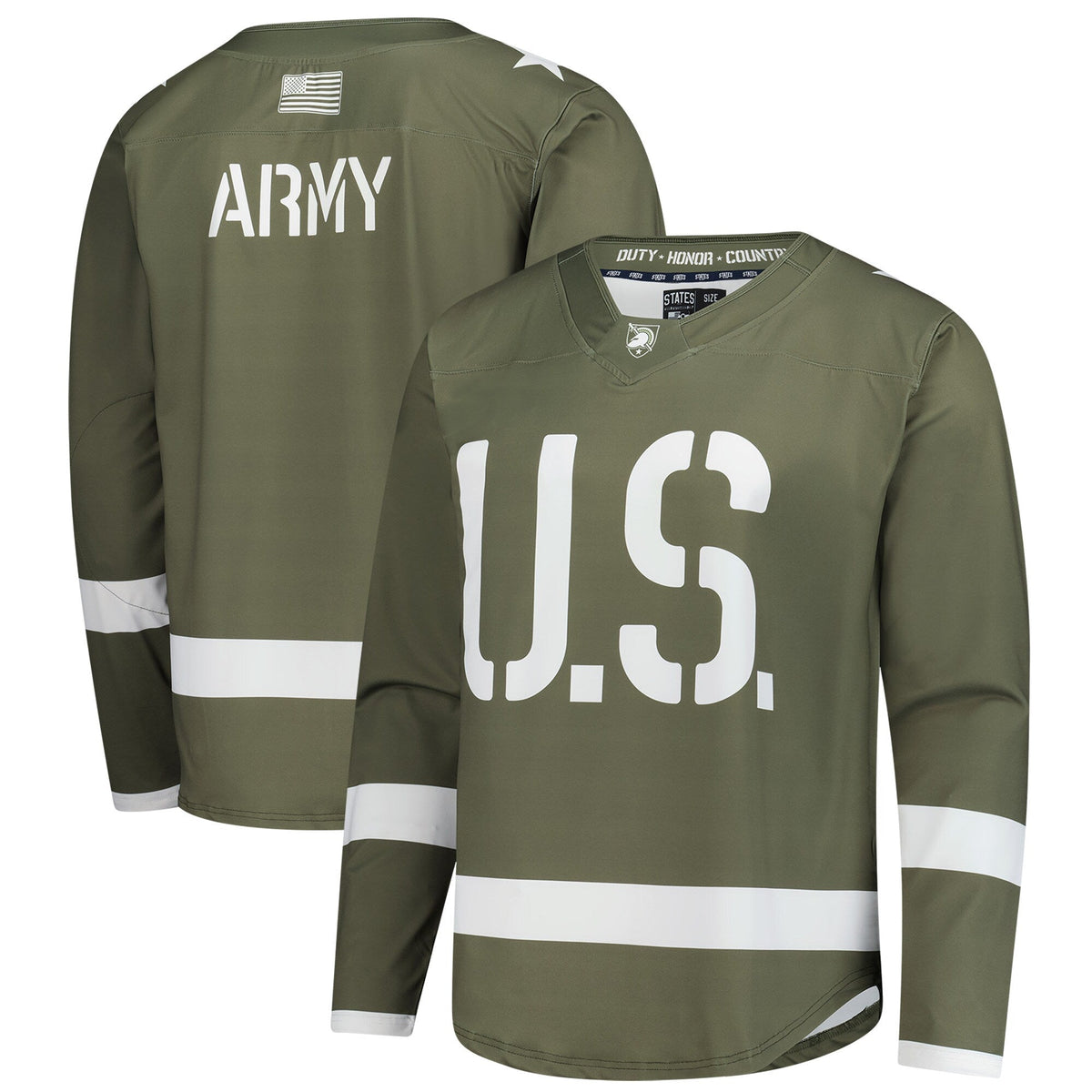 Olive Army Black Knights Replica Hockey Jersey product image 2, provided for visual reference and product detail review
