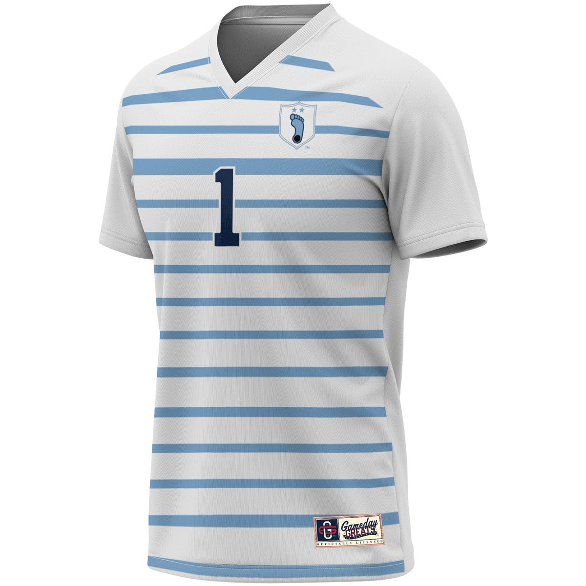 #1 North Carolina Tar Heels Lightweight Soccer Fashion Jersey - White product image 3, provided for visual reference and
