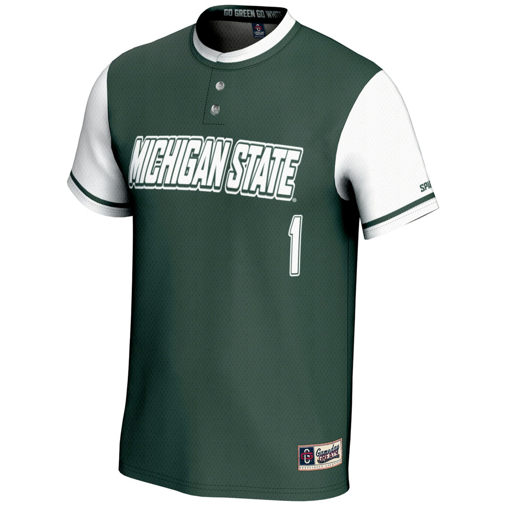 #1 Michigan State Spartans Lightweight Softball Jersey - Green product image 3, provided for visual reference and product