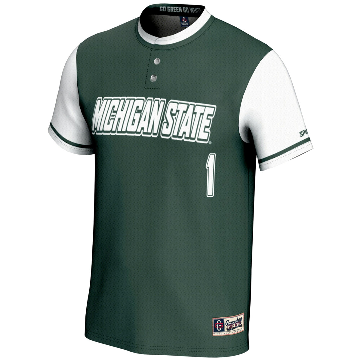 #1 Michigan State Spartans Lightweight Softball Jersey - Green product image 3, provided for visual reference and product