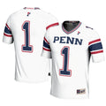 #1 Pennsylvania Quakers Football Jersey - White product image 1, provided for visual reference and product detail review