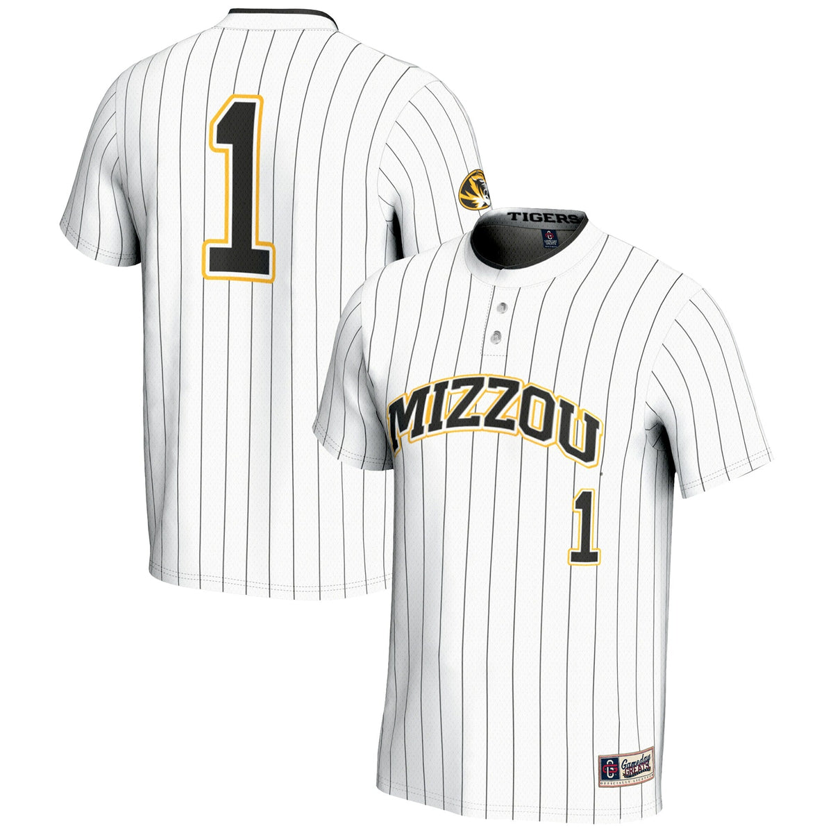 #1 Missouri Tigers Lightweight Softball Jersey - White product image 1, provided for visual reference and product detail