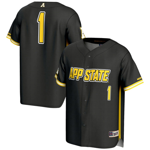 #1 Appalachian State Mountaineers Lightweight Baseball Fashion Jersey - Black product image 2, provided for visual reference