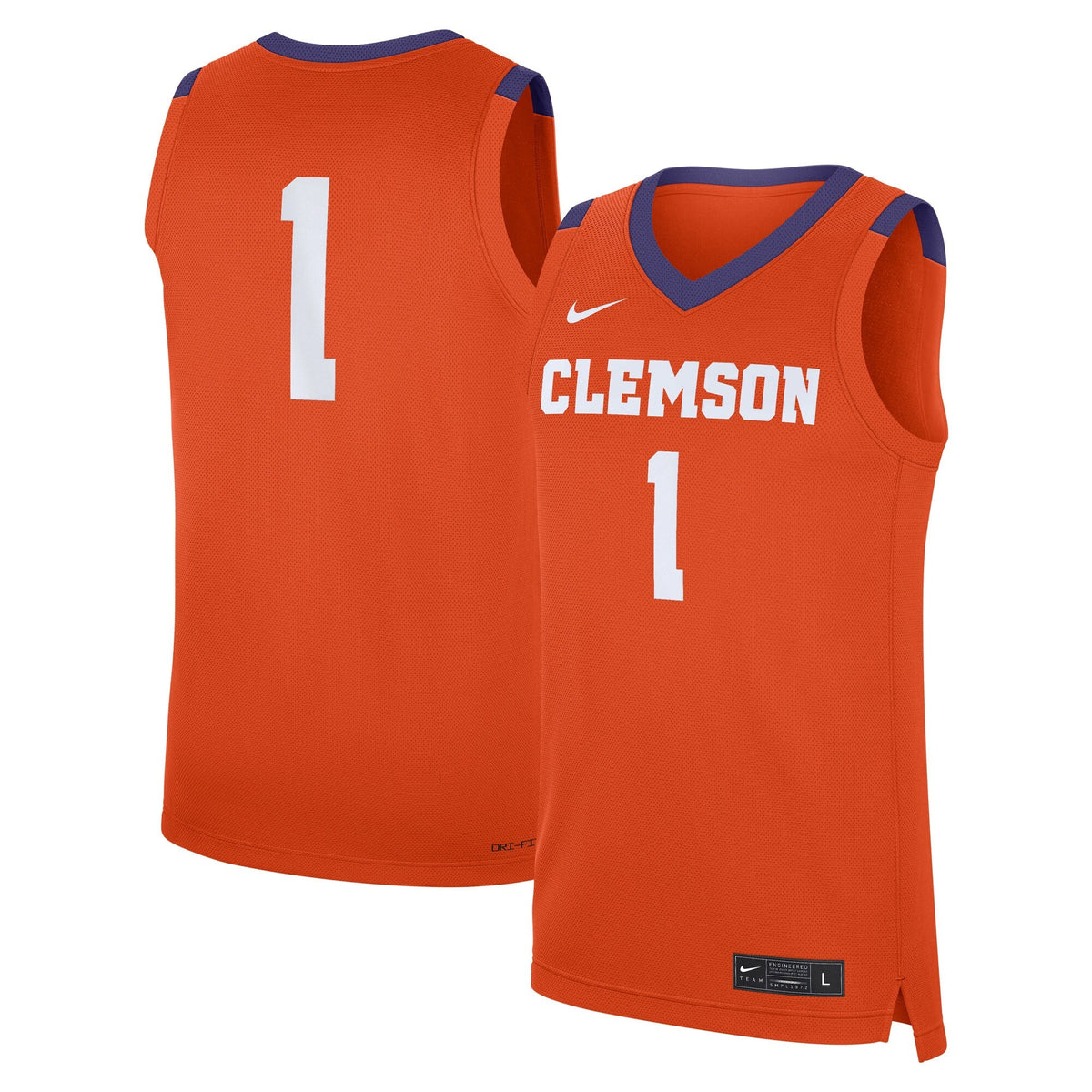 #1 Clemson Tigers Road Replica Jersey - Orange product image 1, provided for visual reference and product detail review