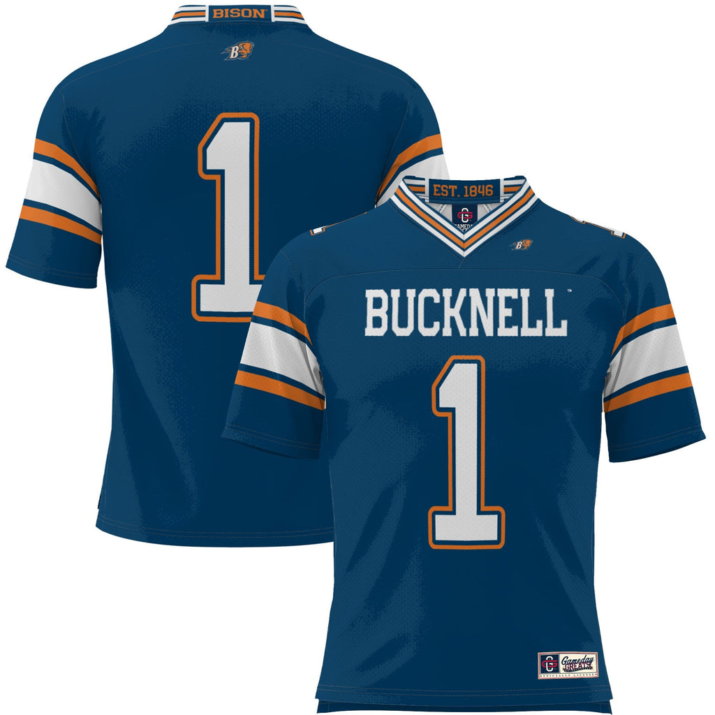#1 Bucknell Bison Endzone Football Jersey - Blue product image 2, provided for visual reference and product detail review