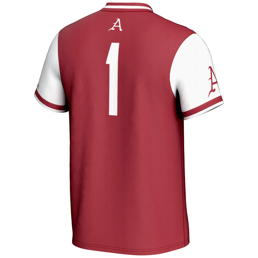 #1 Arkansas Razorbacks Lightweight Softball Jersey - Cardinal product image 4, provided for visual reference and product