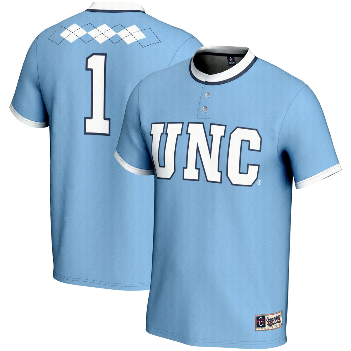 #1 North Carolina Tar Heels Lightweight Softball Jersey - Carolina Blue product image 1, provided for visual reference and
