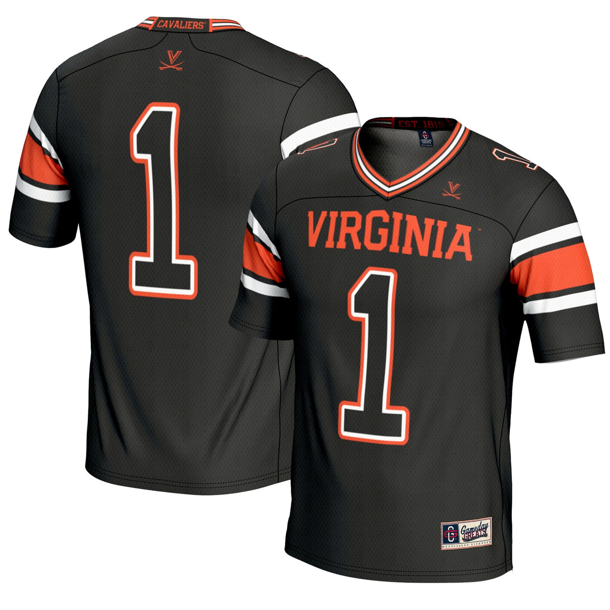 #1 Virginia Cavaliers Endzone Football Jersey - Black product image 1, provided for visual reference and product detail