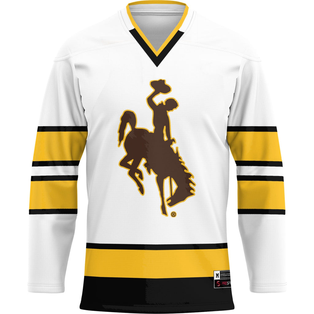 Wyoming Cowboys Hockey Jersey - White product image 3, provided for visual reference and product detail review