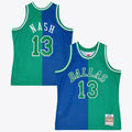Dallas Mavericks Steve Nash 1998 Split Swingman Jersey - Blue/Green product image 1, provided for visual reference and