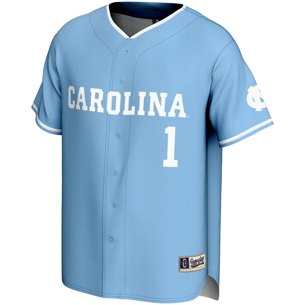 #1 North Carolina Tar Heels Lightweight Baseball Jersey - Carolina Blue product image 3, provided for visual reference and