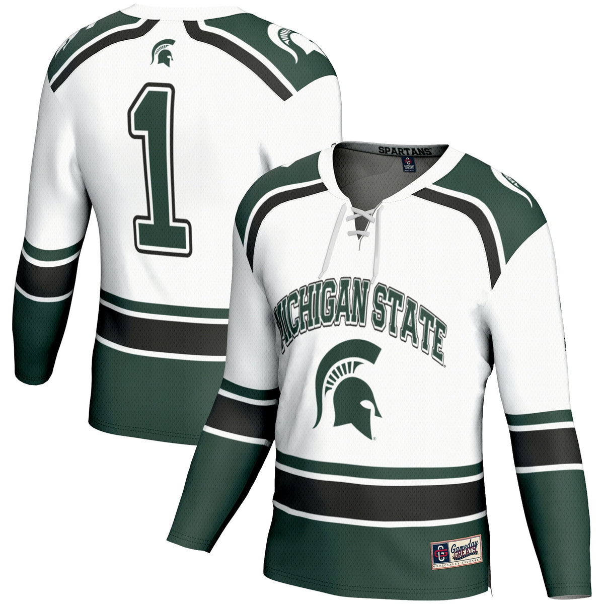 #1 Michigan State Spartans Hockey Jersey - White product image 2, provided for visual reference and product detail review