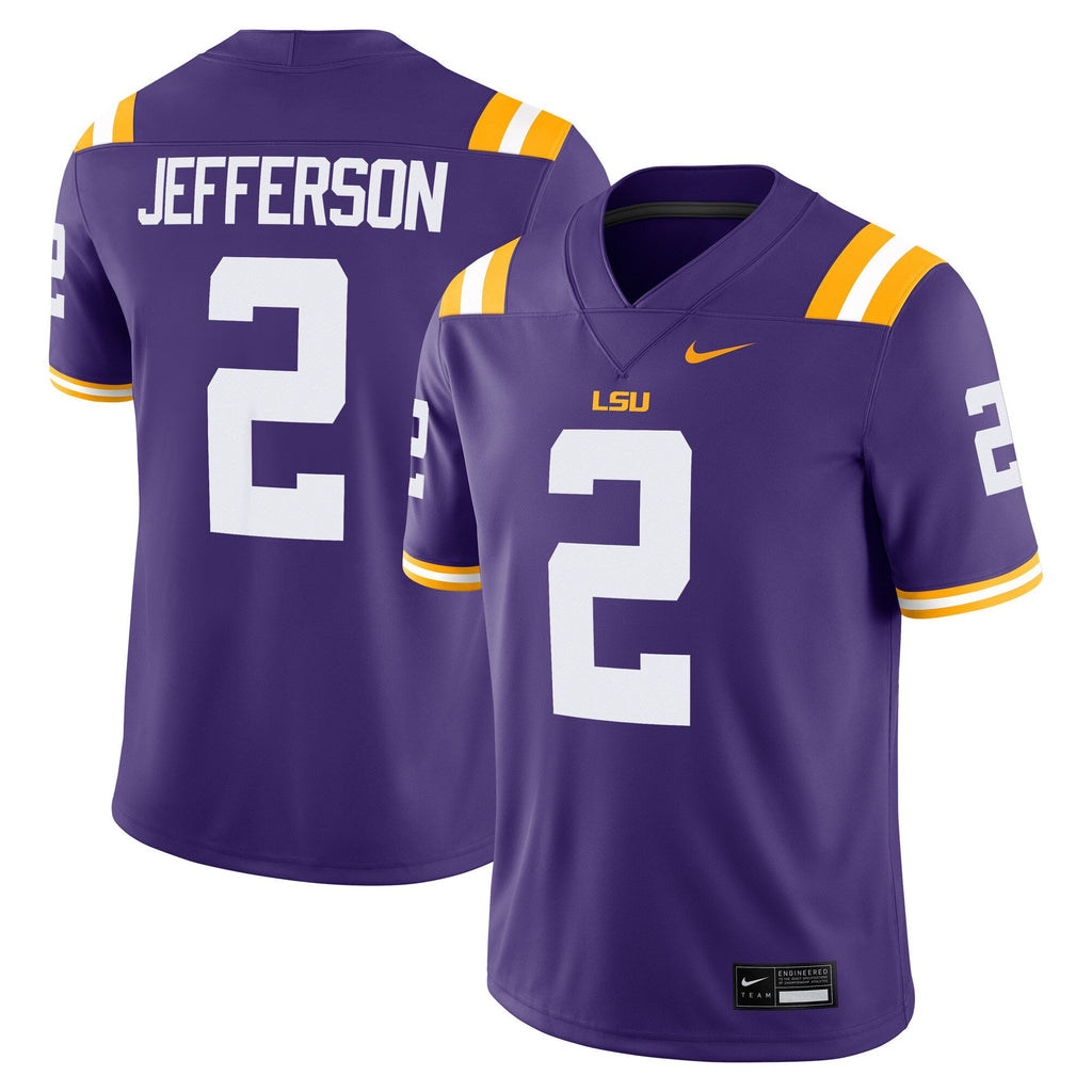 Justin Jefferson LSU Tigers Player Game Jersey - Purple product image 2, provided for visual reference and product detail