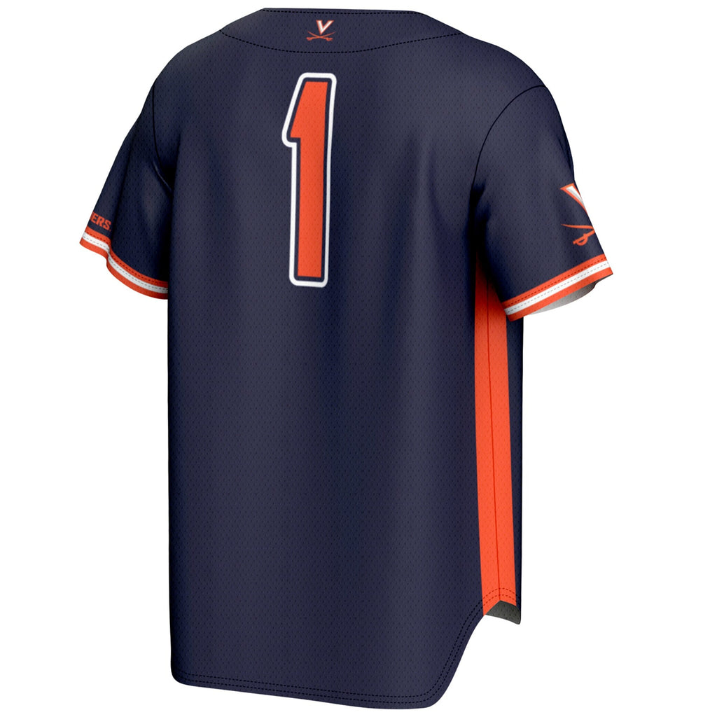 #1 Virginia Cavaliers Lightweight Baseball Jersey - Navy product image 4, provided for visual reference and product detail