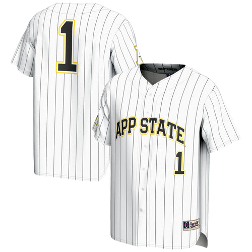 #1 Appalachian State Mountaineers Lightweight Baseball Jersey - White product image 1, provided for visual reference and