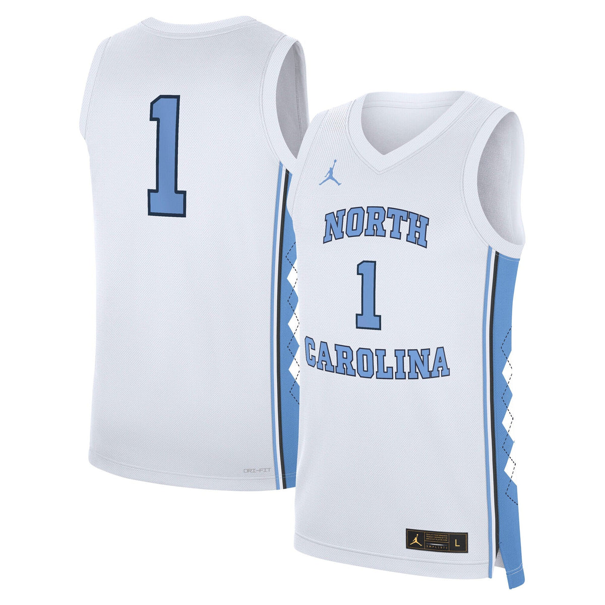 North Carolina Tar Heels Home Replica Basketball Jersey - White product image 1, provided for visual reference and product