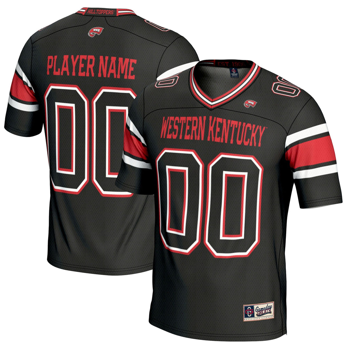 Western Kentucky Hilltoppers NIL Pick-A-Player Football Jersey - Black product image 2, provided for visual reference and