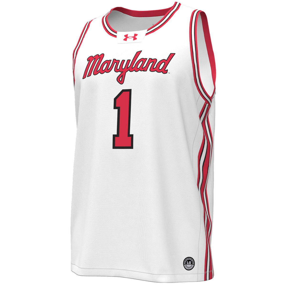 #1 Maryland Terrapins Throwback Replica Basketball Jersey - White product image 3, provided for visual reference and product