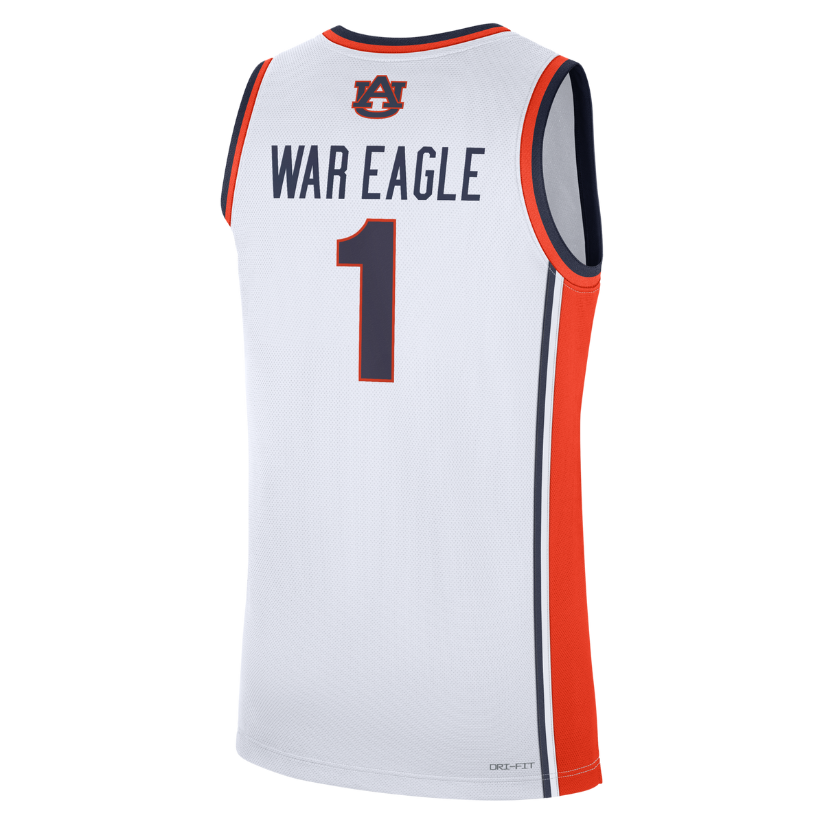 White Auburn Tigers #1 Home War Eagle Replica Basketball Jersey product image 4, provided for visual reference and product