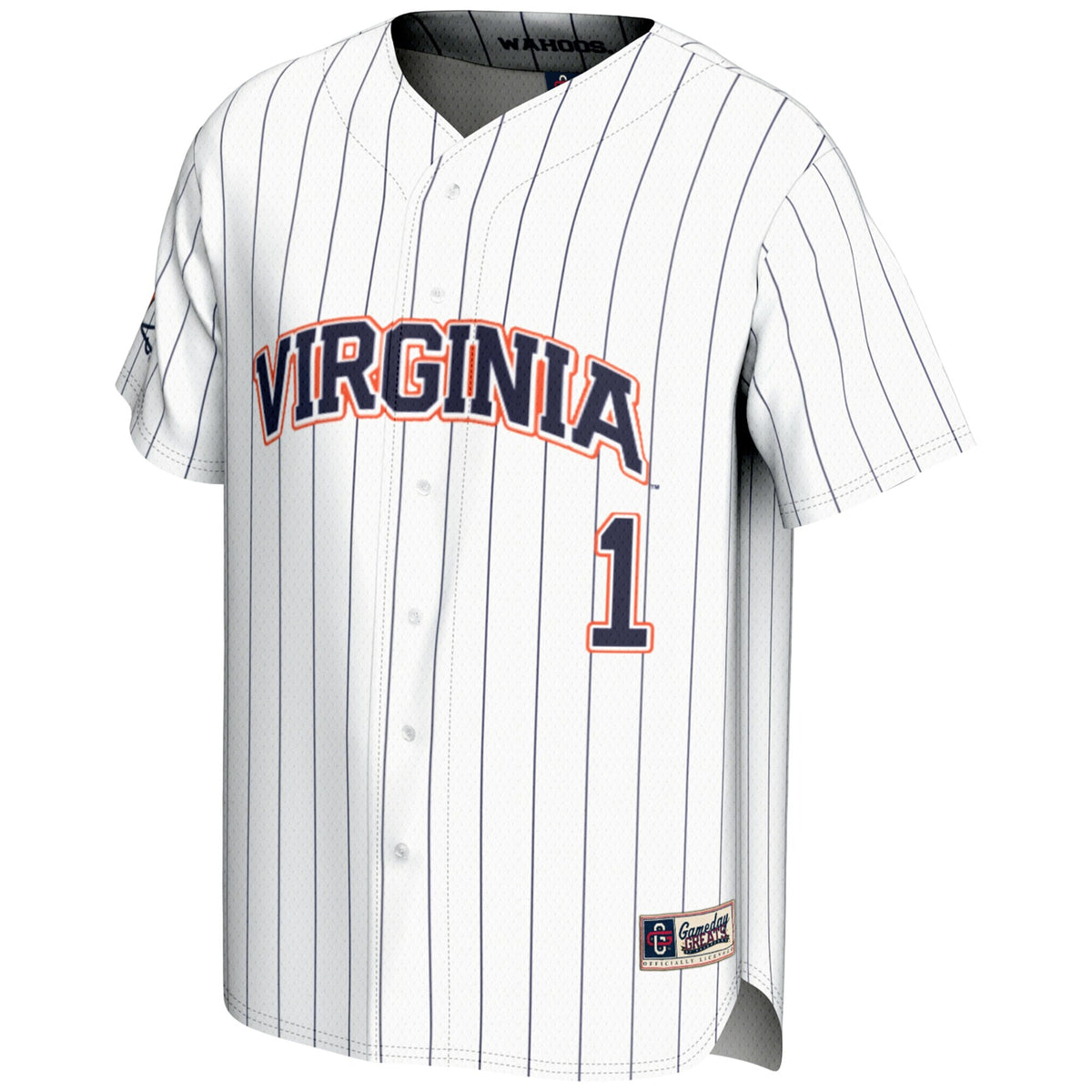 #1 Virginia Cavaliers Lightweight Baseball Jersey - White product image 3, provided for visual reference and product detail