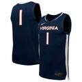 Navy Virginia Cavaliers Replica Basketball Jersey product image 1, provided for visual reference and product detail review