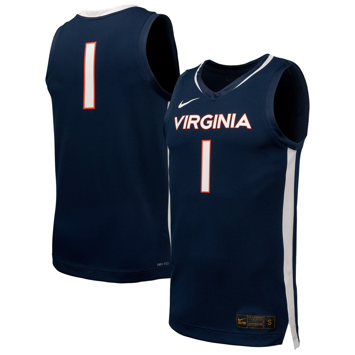 Navy Virginia Cavaliers Replica Basketball Jersey product image 1, provided for visual reference and product detail review