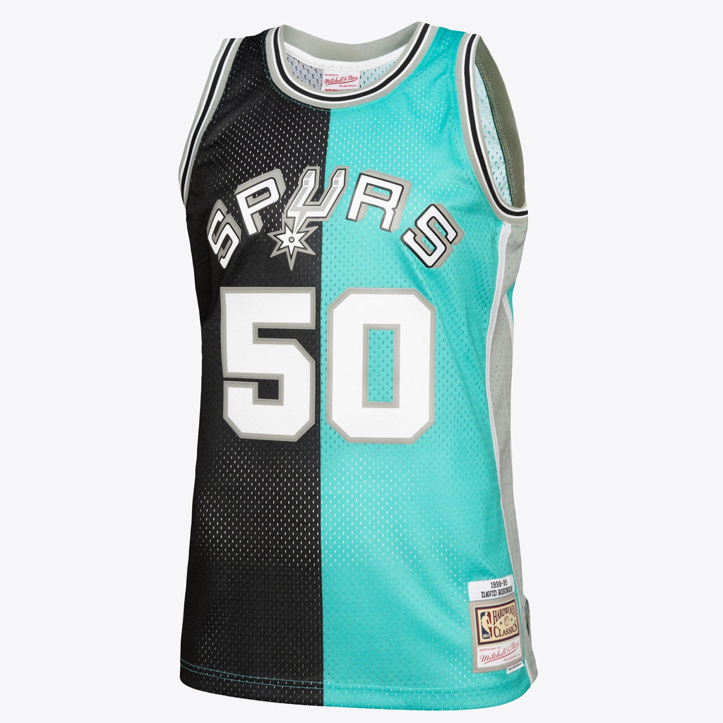 San Antonio Spurs David Robinson 1998 Split Swingman Jersey - Black/Teal product image 3, provided for visual reference and