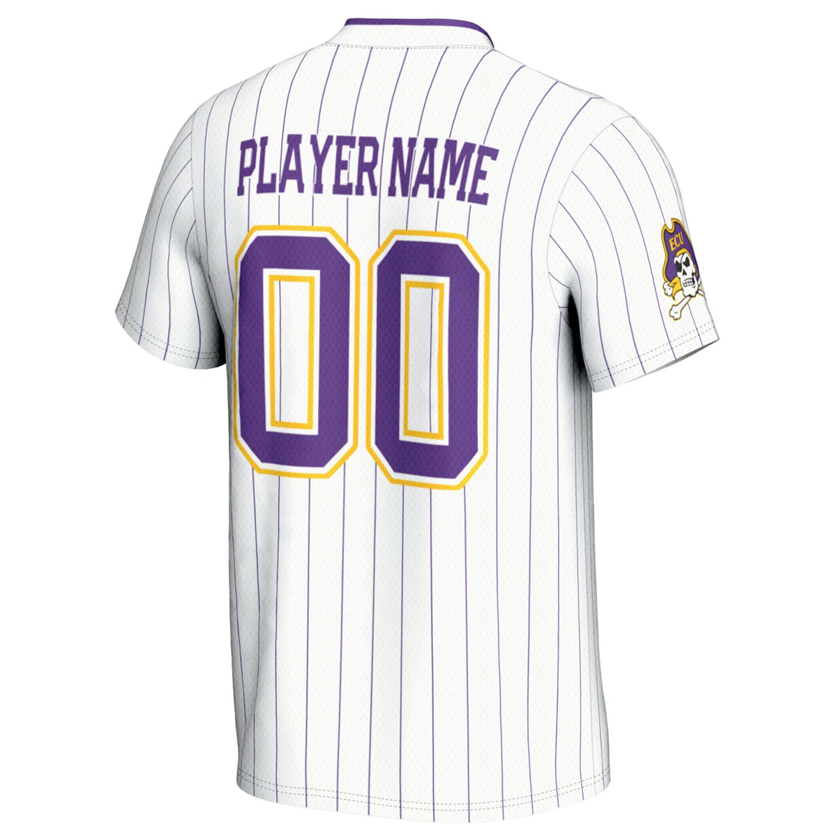 ECU Pirates NIL Pick-A-Player Lightweight Softball Jersey - White product image 4, provided for visual reference and product