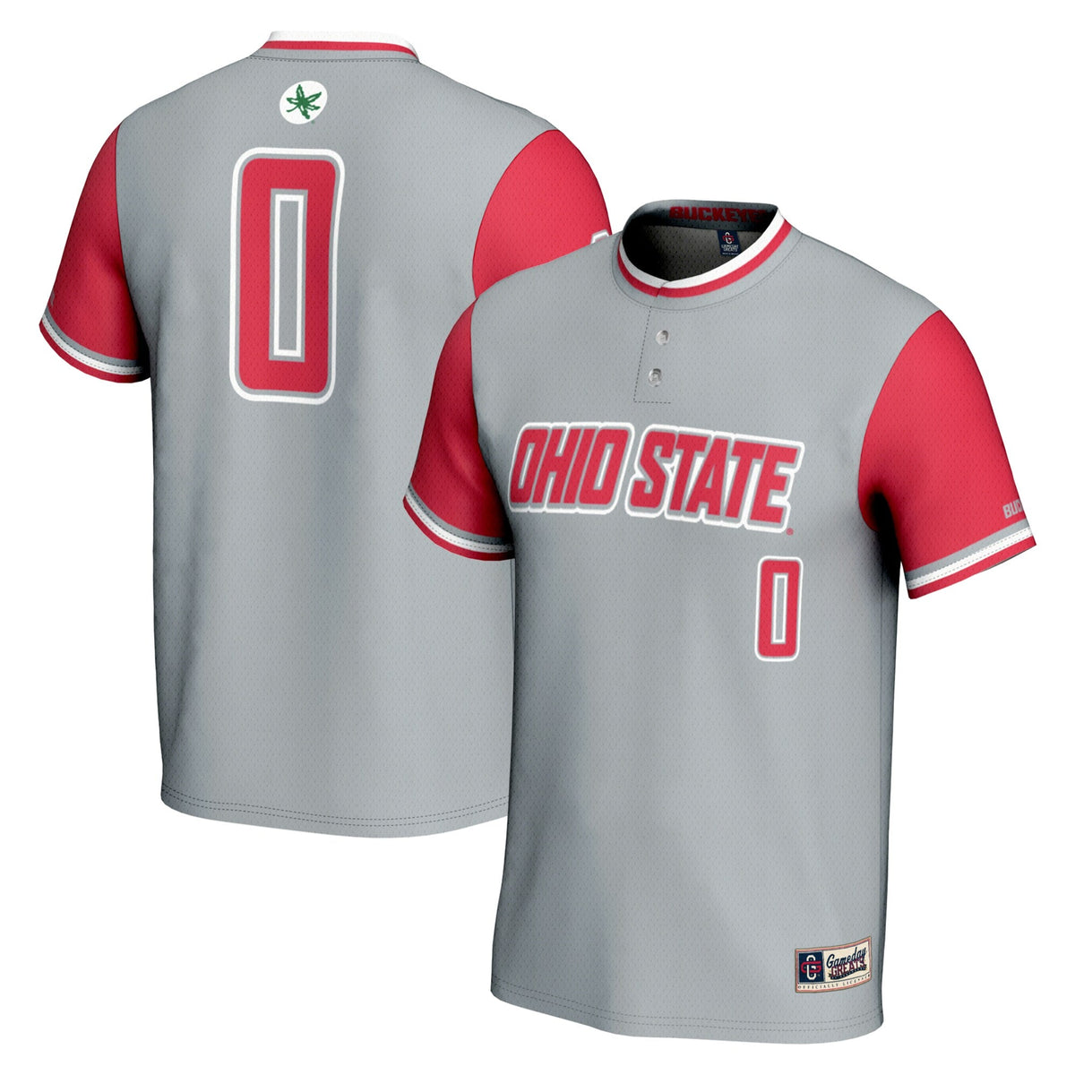 #0 Ohio State Buckeyes Lightweight Softball Jersey - Gray product image 2, provided for visual reference and product detail