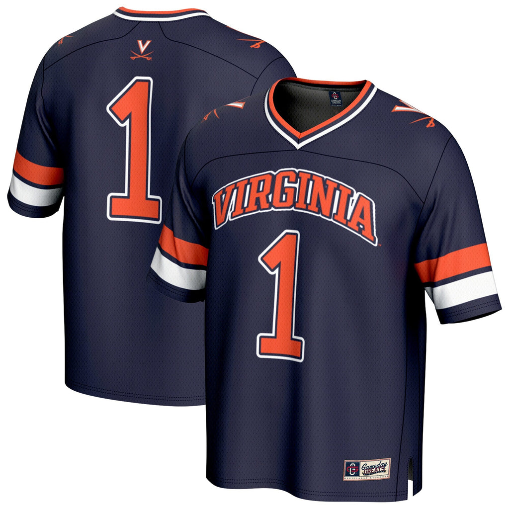 #1 Virginia Cavaliers Lightweight Collegiate Football Fashion Jersey - Navy product image 2, provided for visual reference